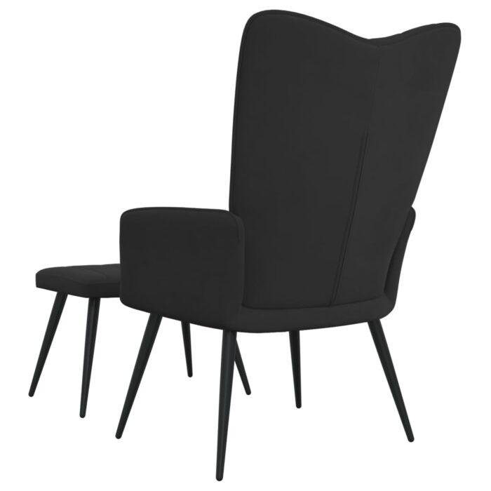 Chaise de relaxation avec tabouret Noir Velours – Image 4