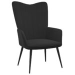 Chaise de relaxation avec tabouret Noir Velours – Image 5