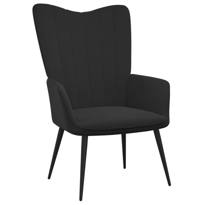 Chaise de relaxation avec tabouret Noir Velours – Image 5