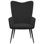 Chaise de relaxation avec tabouret Noir Velours – Image 6