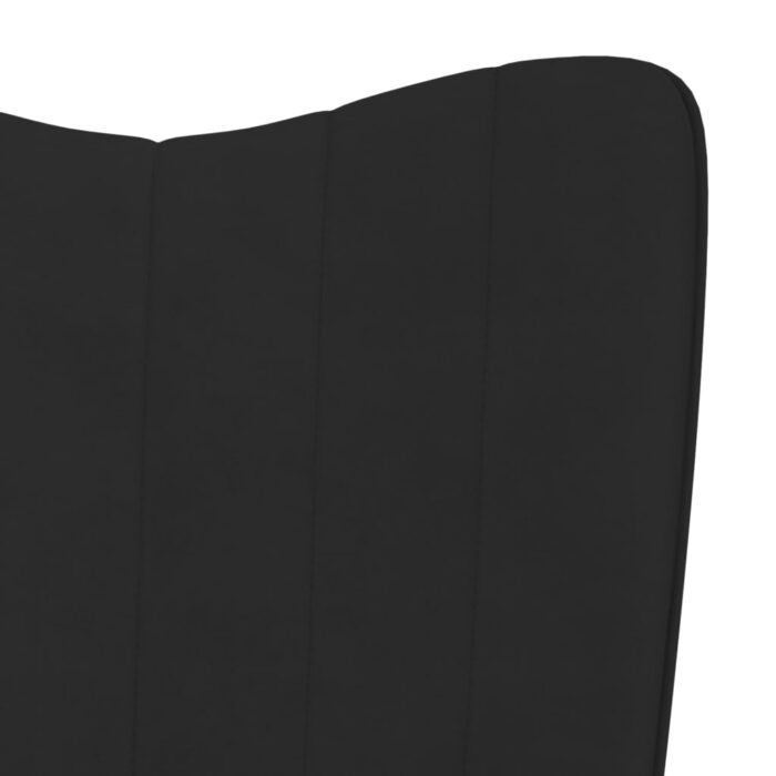 Chaise de relaxation avec tabouret Noir Velours – Image 9