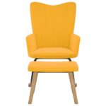 Chaise à bascule avec repose-pied Jaune moutarde Velours – Image 2