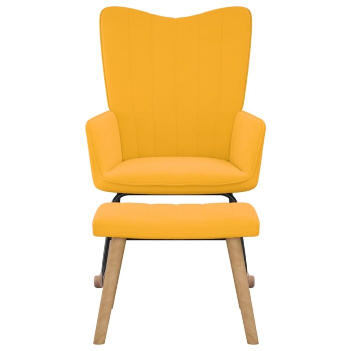 Chaise à bascule avec repose-pied Jaune moutarde Velours – Image 2