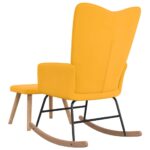 Chaise à bascule avec repose-pied Jaune moutarde Velours – Image 4
