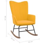 Chaise à bascule avec repose-pied Jaune moutarde Velours – Image 8