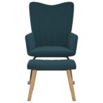 Chaise à bascule avec repose-pied Bleu Velours – Image 2