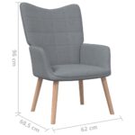 Chaise de relaxation avec tabouret Gris clair Tissu – Image 10