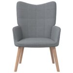 Chaise de relaxation avec tabouret Gris clair Tissu – Image 2
