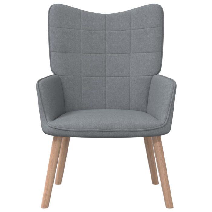 Chaise de relaxation avec tabouret Gris clair Tissu – Image 2