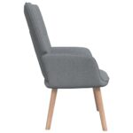 Chaise de relaxation avec tabouret Gris clair Tissu – Image 3