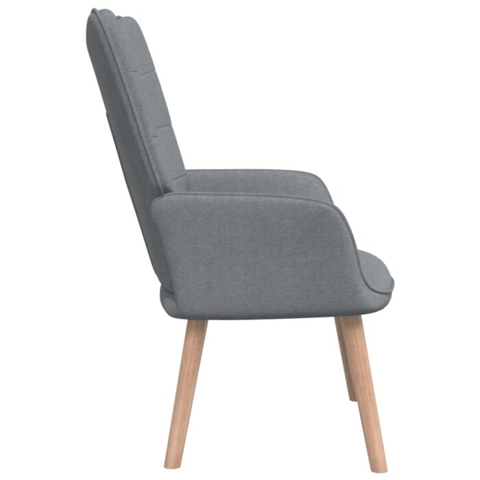 Chaise de relaxation avec tabouret Gris clair Tissu – Image 3