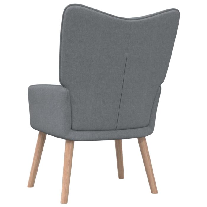 Chaise de relaxation avec tabouret Gris clair Tissu – Image 4