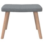 Chaise de relaxation avec tabouret Gris clair Tissu – Image 7