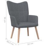 Chaise de relaxation avec tabouret Gris foncé Tissu – Image 10