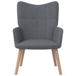 Chaise de relaxation avec tabouret Gris foncé Tissu – Image 2