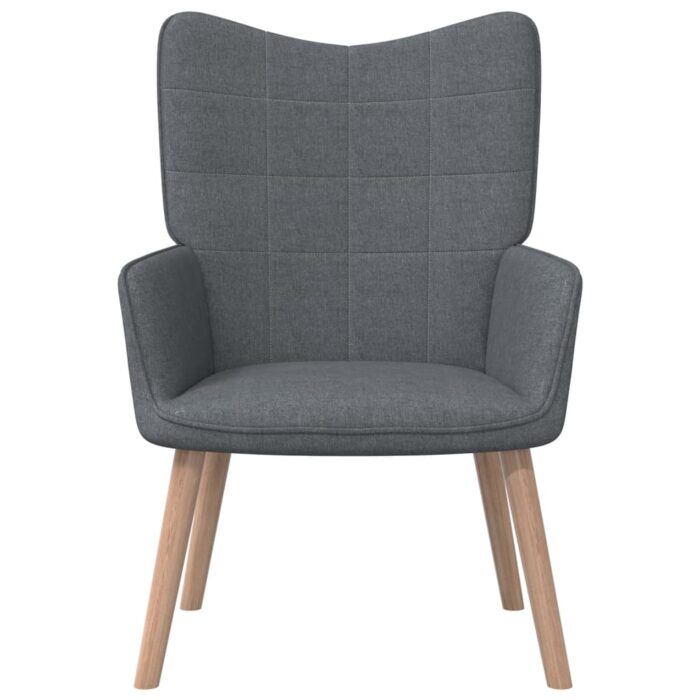 Chaise de relaxation avec tabouret Gris foncé Tissu – Image 2