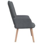 Chaise de relaxation avec tabouret Gris foncé Tissu – Image 3