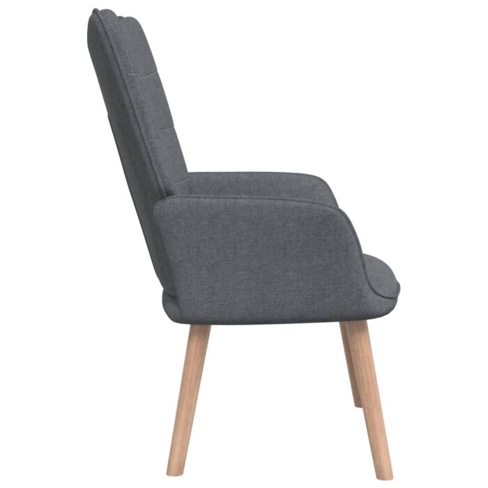 Chaise de relaxation avec tabouret Gris foncé Tissu – Image 3