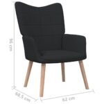 Chaise de relaxation avec tabouret Noir Tissu – Image 10