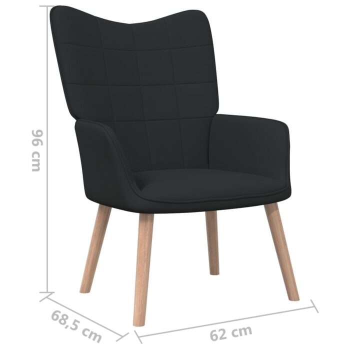 Chaise de relaxation avec tabouret Noir Tissu – Image 10