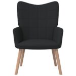 Chaise de relaxation avec tabouret Noir Tissu – Image 2