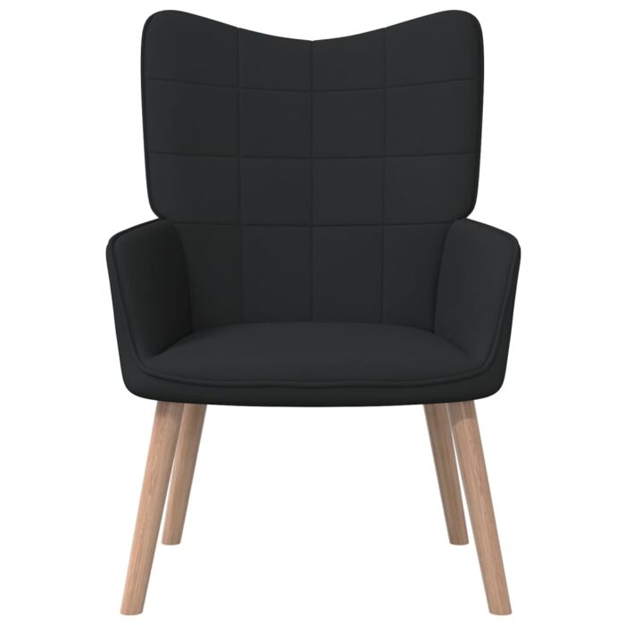 Chaise de relaxation avec tabouret Noir Tissu – Image 2
