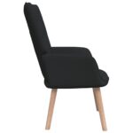 Chaise de relaxation avec tabouret Noir Tissu – Image 3