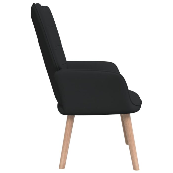 Chaise de relaxation avec tabouret Noir Tissu – Image 3
