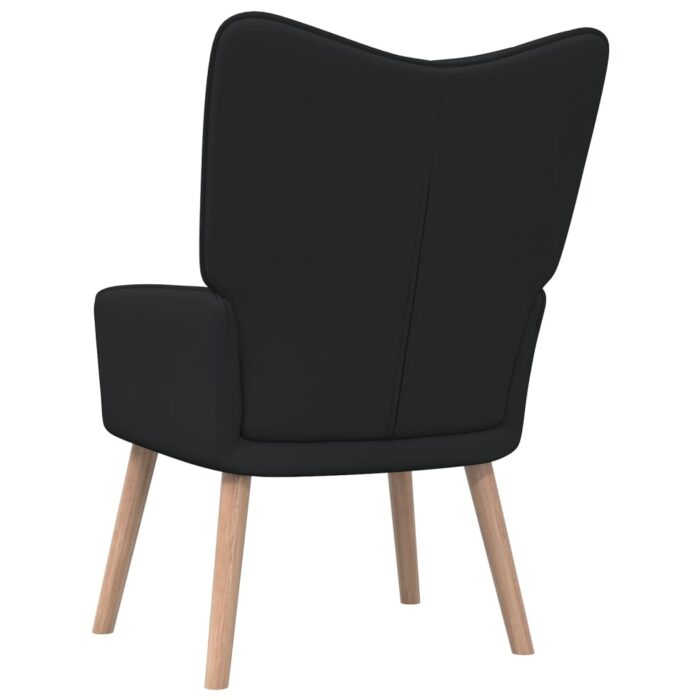 Chaise de relaxation avec tabouret Noir Tissu – Image 4