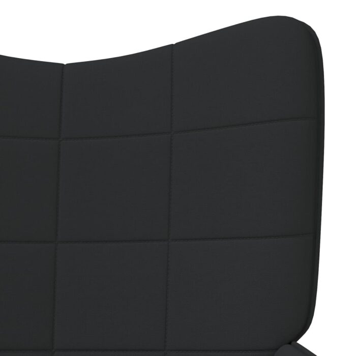 Chaise de relaxation avec tabouret Noir Tissu – Image 5