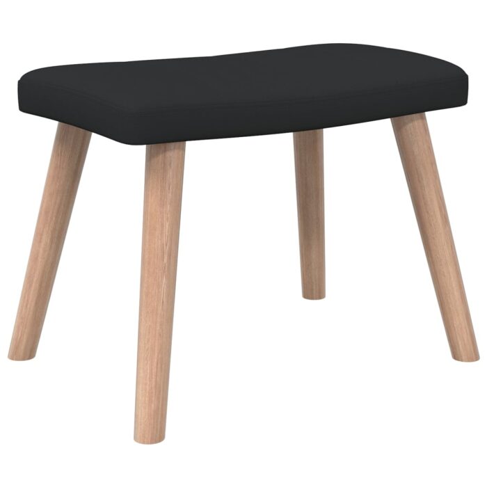 Chaise de relaxation avec tabouret Noir Tissu – Image 6