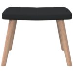 Chaise de relaxation avec tabouret Noir Tissu – Image 7