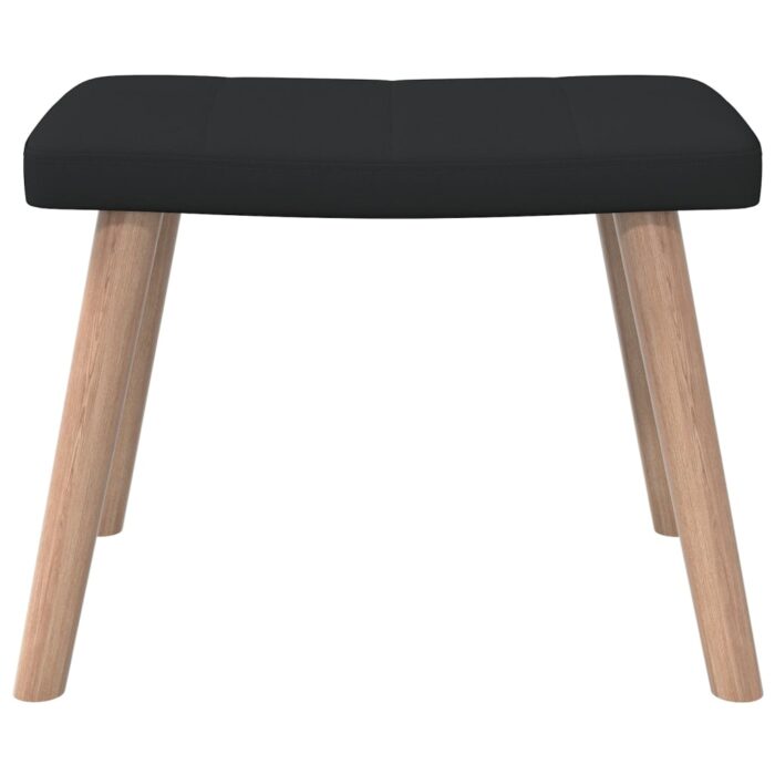 Chaise de relaxation avec tabouret Noir Tissu – Image 7