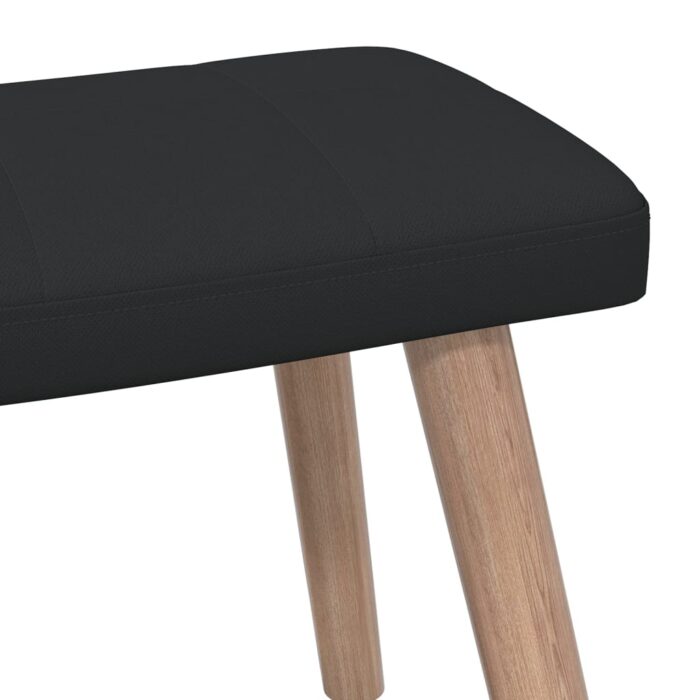 Chaise de relaxation avec tabouret Noir Tissu – Image 9