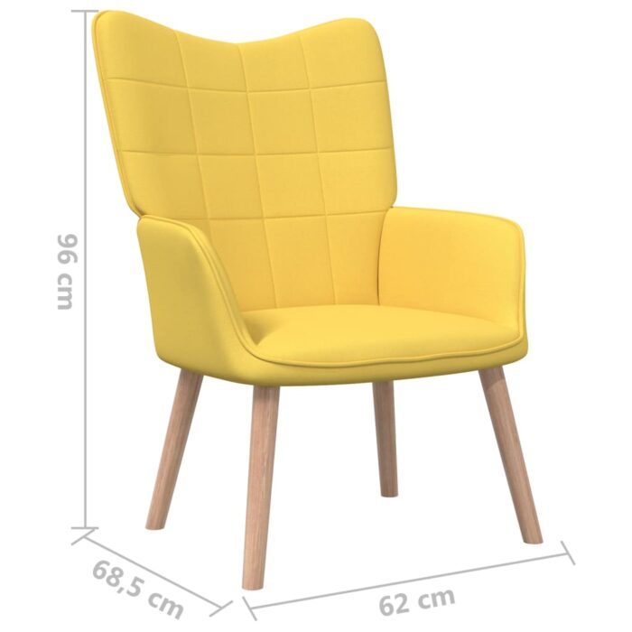 Chaise de relaxation avec tabouret Jaune moutarde Tissu – Image 10