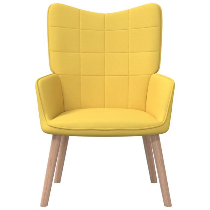 Chaise de relaxation avec tabouret Jaune moutarde Tissu – Image 2