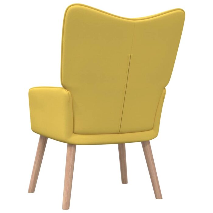 Chaise de relaxation avec tabouret Jaune moutarde Tissu – Image 4