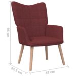 Chaise de relaxation avec tabouret Rouge bordeaux Tissu – Image 10