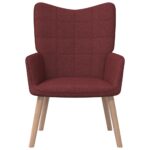 Chaise de relaxation avec tabouret Rouge bordeaux Tissu – Image 2