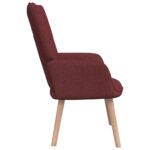 Chaise de relaxation avec tabouret Rouge bordeaux Tissu – Image 3