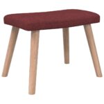 Chaise de relaxation avec tabouret Rouge bordeaux Tissu – Image 6