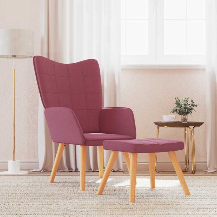 VXL8720286423097_m_en_hd_1.jpg Chaise de relaxation avec tabouret Rouge bordeaux Tissu – Image 1