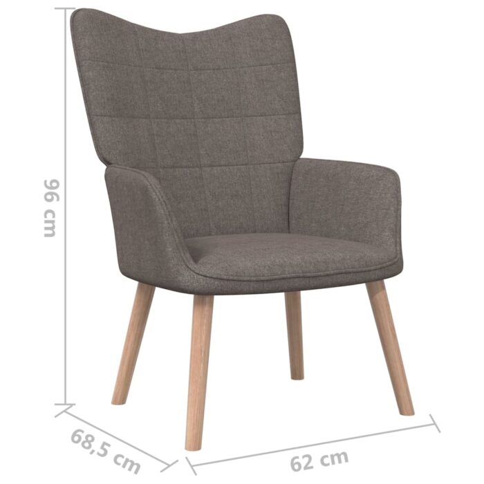 Chaise de relaxation avec tabouret Taupe Tissu – Image 10