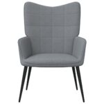 Chaise de relaxation avec tabouret Gris clair Tissu – Image 2