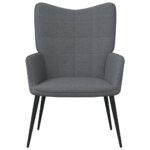 Chaise de relaxation avec tabouret Gris foncé Tissu – Image 2