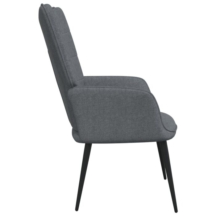 Chaise de relaxation avec tabouret Gris foncé Tissu – Image 3