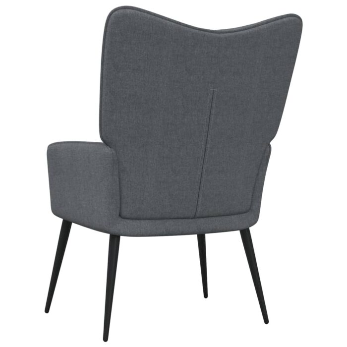Chaise de relaxation avec tabouret Gris foncé Tissu – Image 4