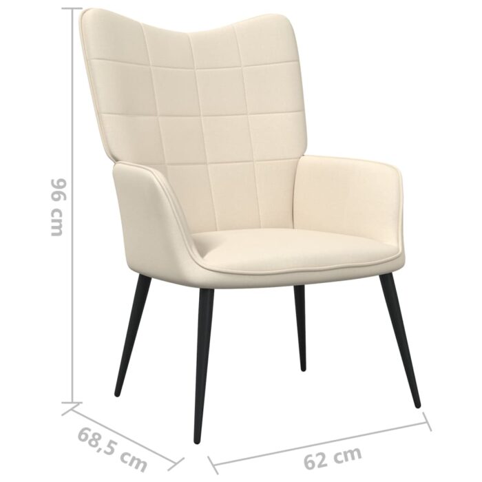 Chaise de relaxation avec tabouret Crème Tissu – Image 10