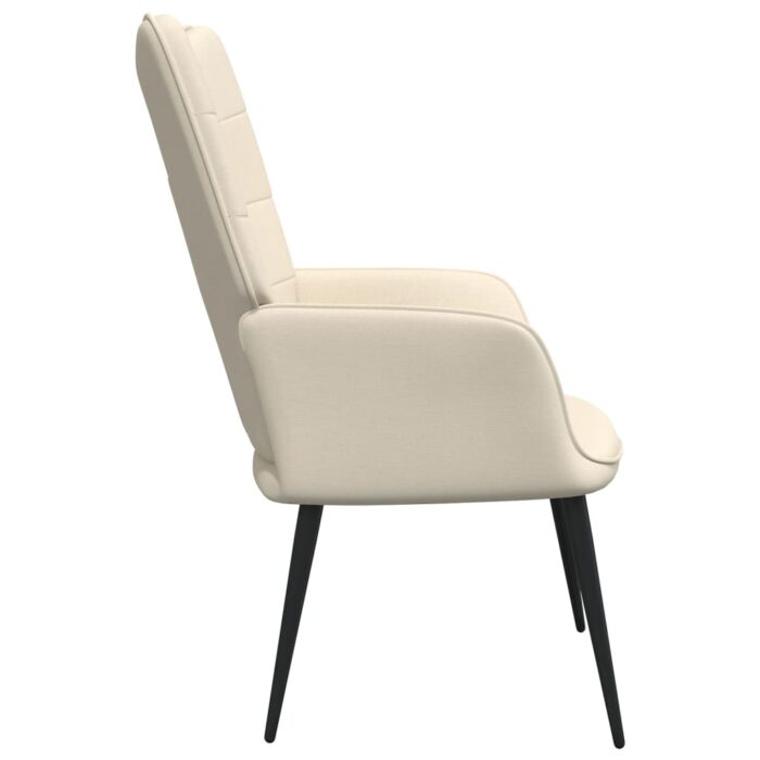 Chaise de relaxation avec tabouret Crème Tissu – Image 3