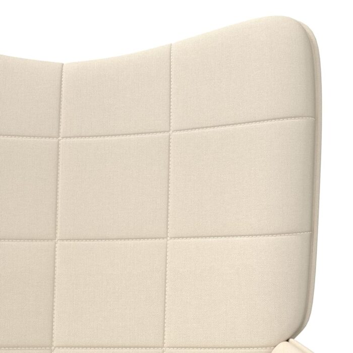 Chaise de relaxation avec tabouret Crème Tissu – Image 5